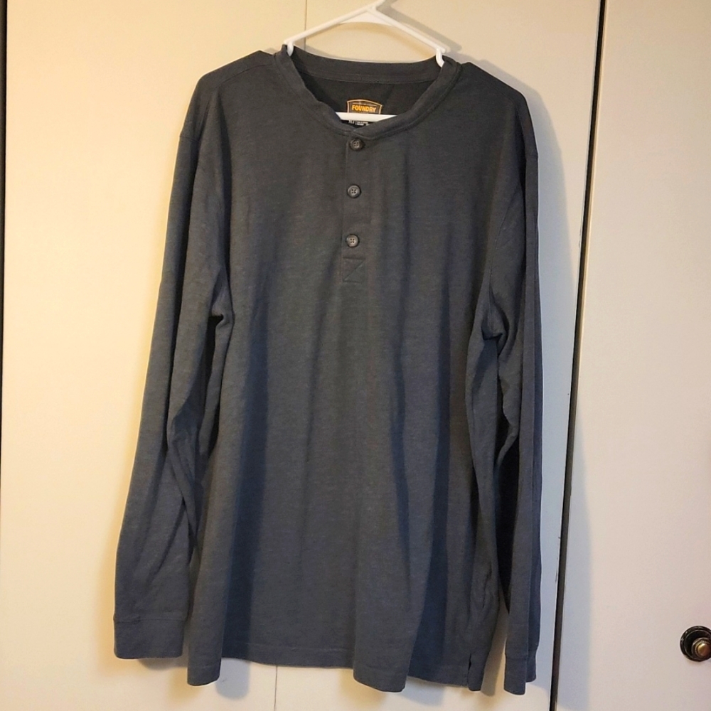 Foundry Bing &Tall XL men's Hanley shirt long sleeve gray 3 buttons the Foundry